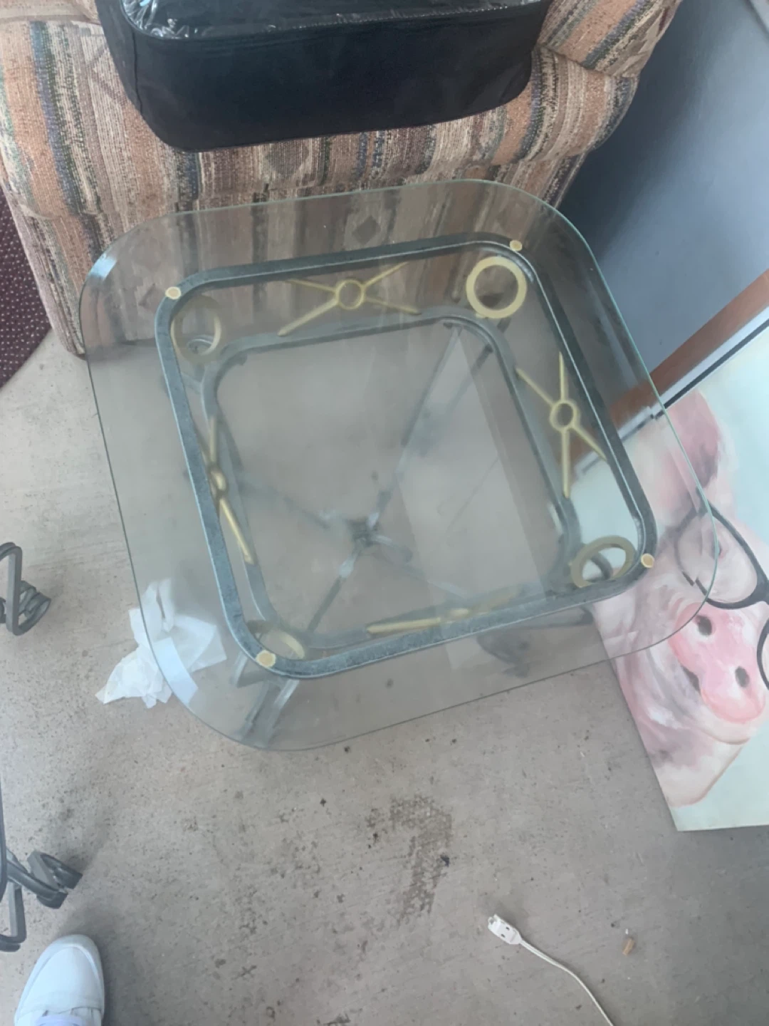 Glass and Metal Coffee Table and side table - photo 5