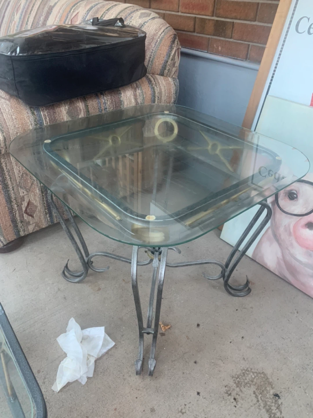 Glass and Metal Coffee Table and side table - photo 4