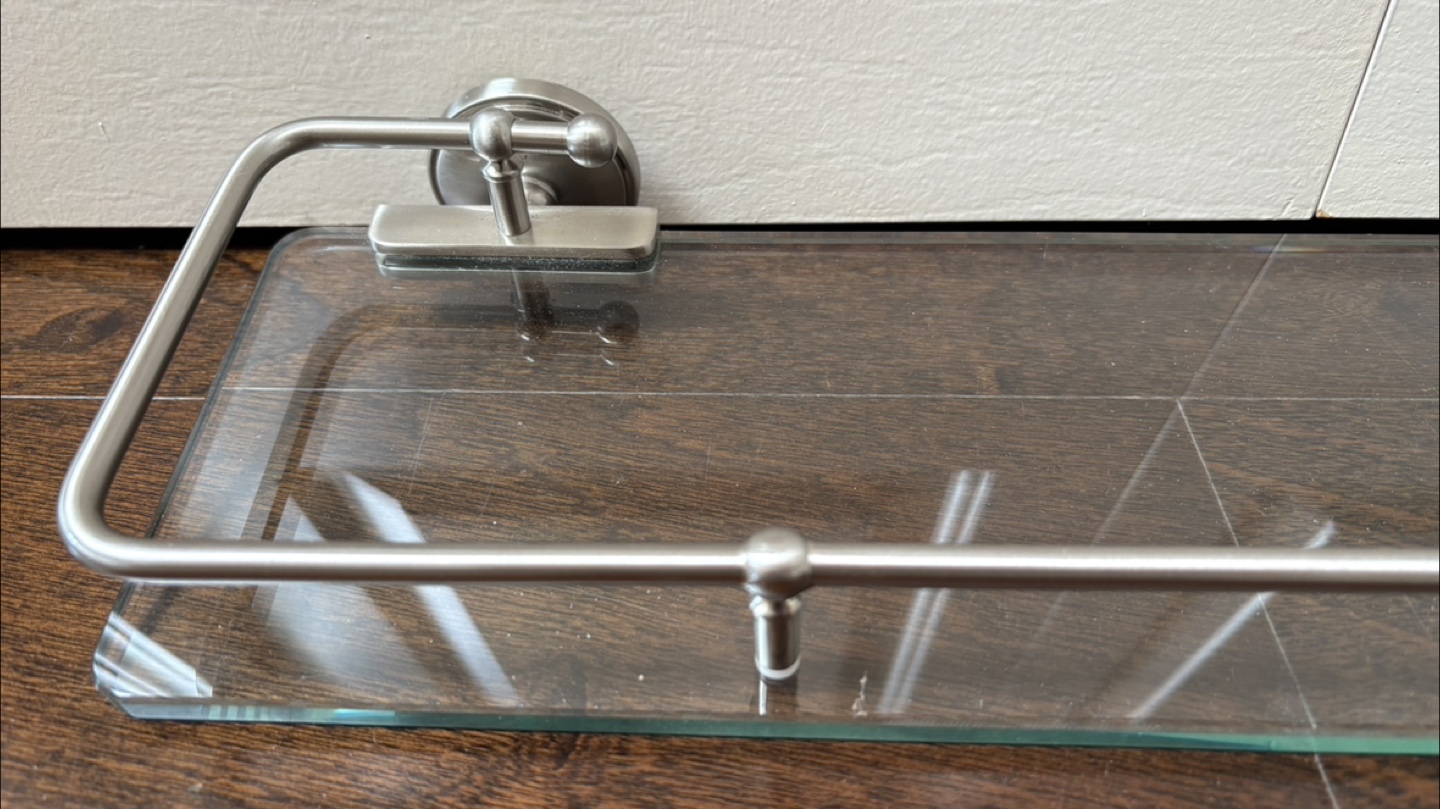 Thick Glass Shelf with Metal Railing - photo 2