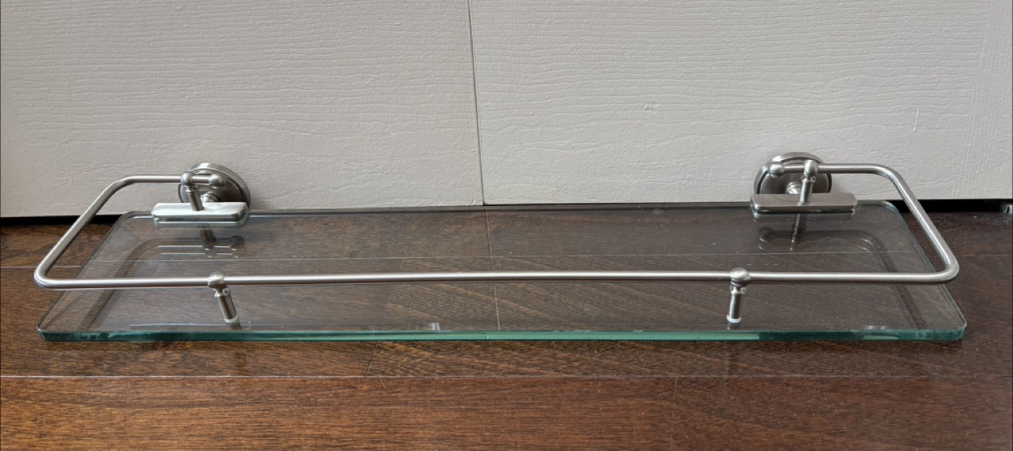 Thick Glass Shelf with Metal Railing