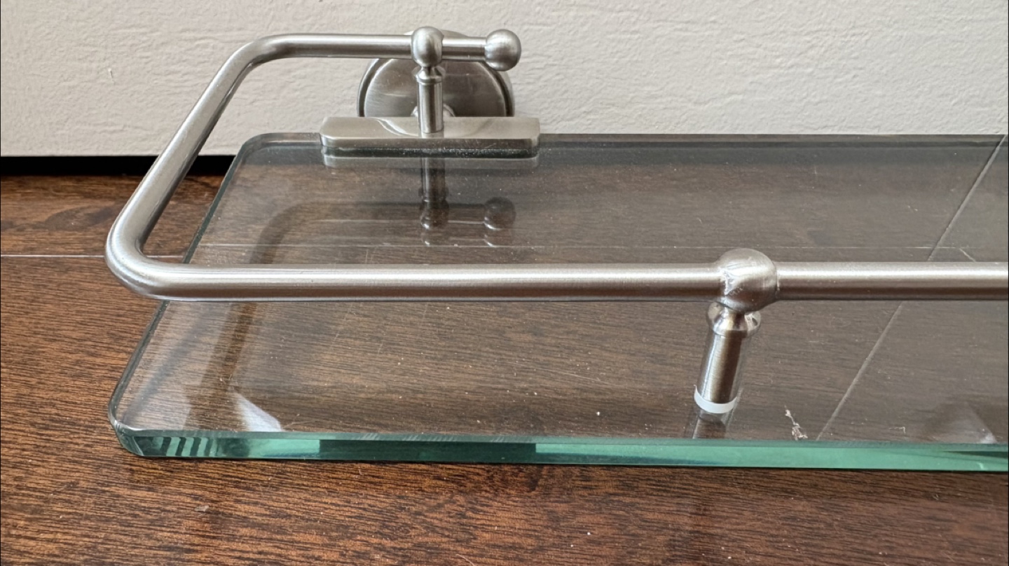 Thick Glass Shelf with Metal Railing - photo 3