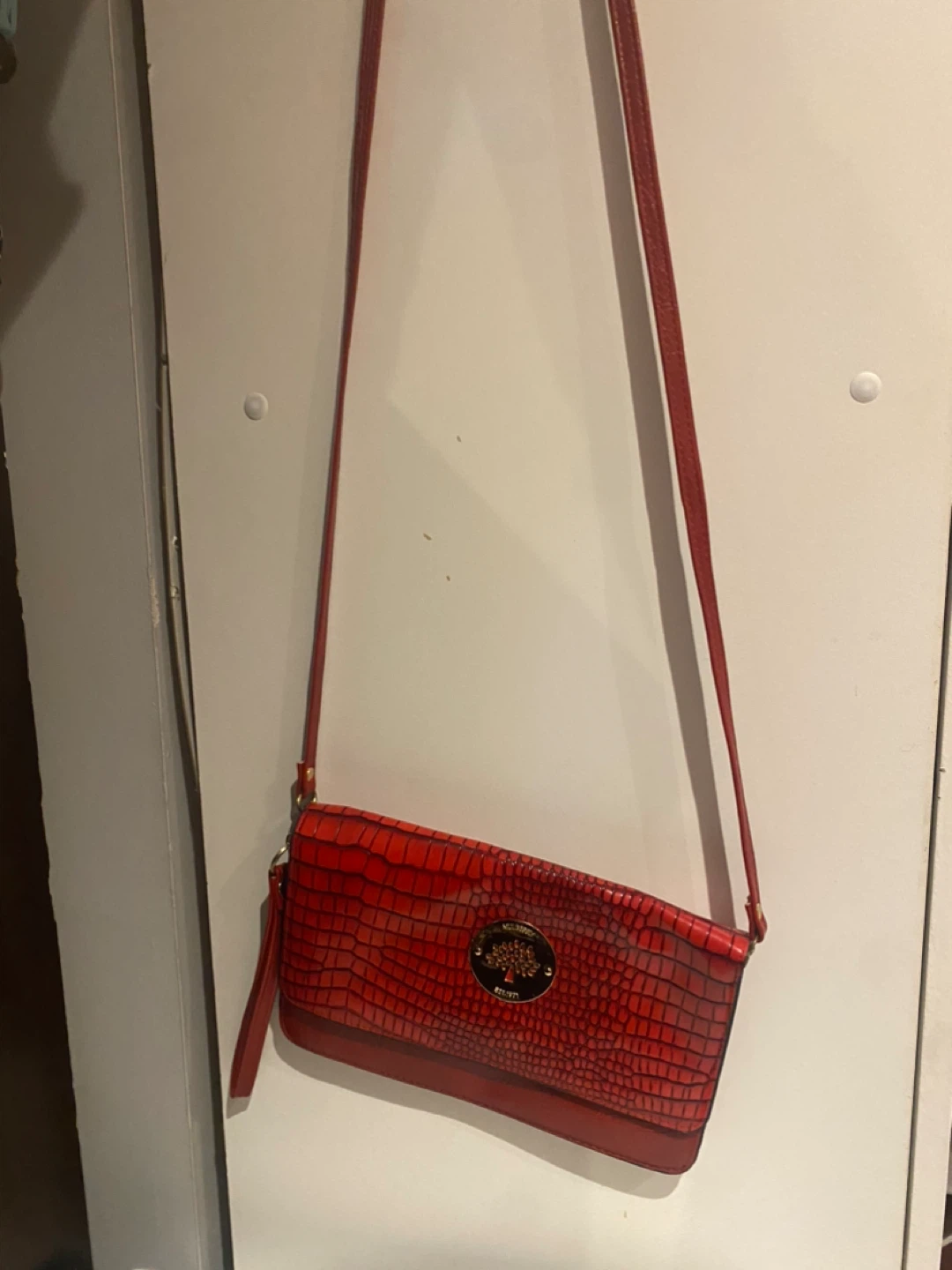 Red Mulberry Style Clutch Purse with Strap