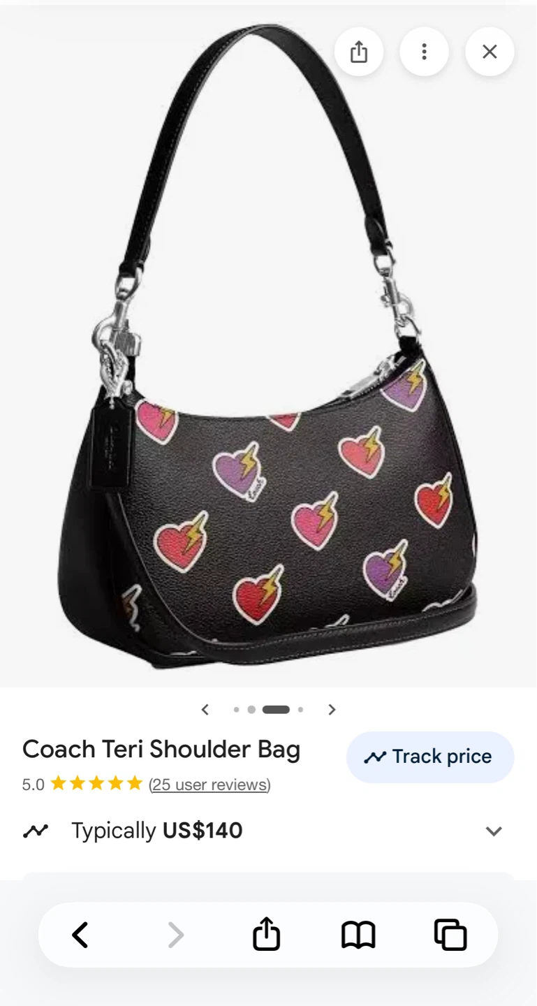 Coach Teri Shoulder Bag - Black with Heart