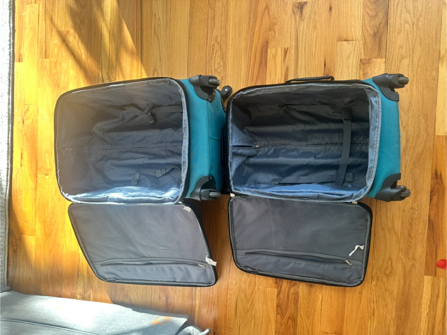 2 Teal Carry-On Suitcases - photo 4