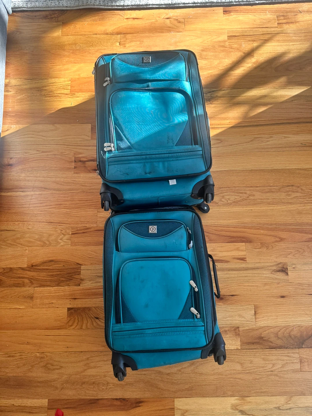 2 Teal Carry-On Suitcases - photo 2