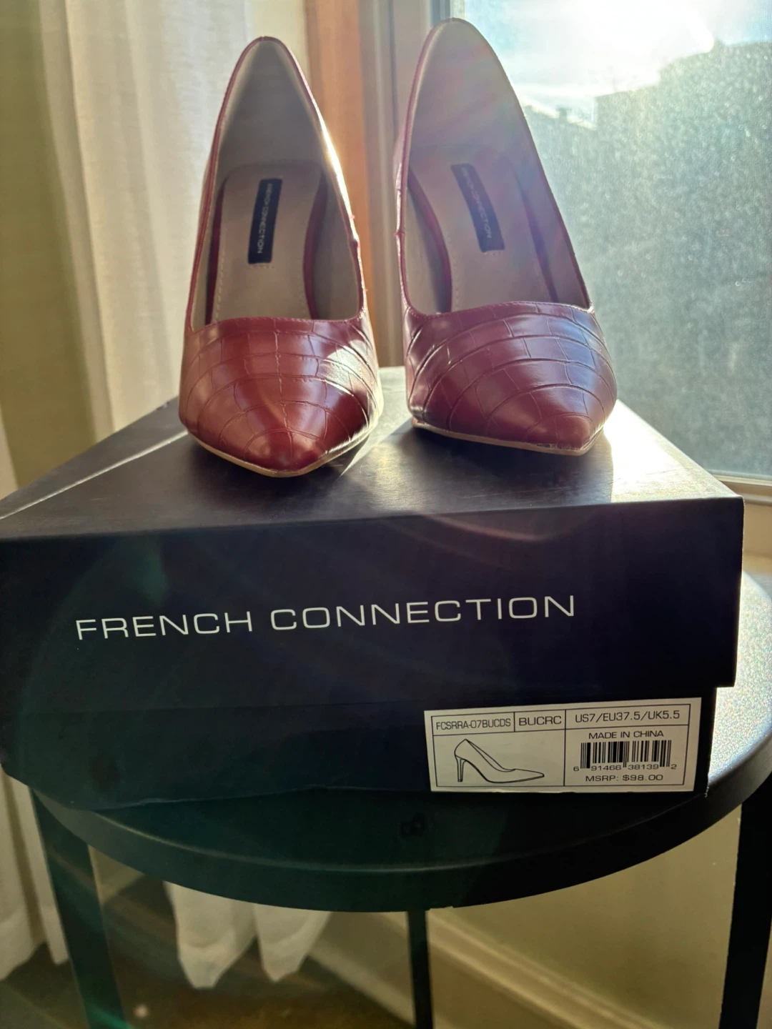 French Connection Red Croc Embossed Pointed Toe Heels - Size 7 - photo 5