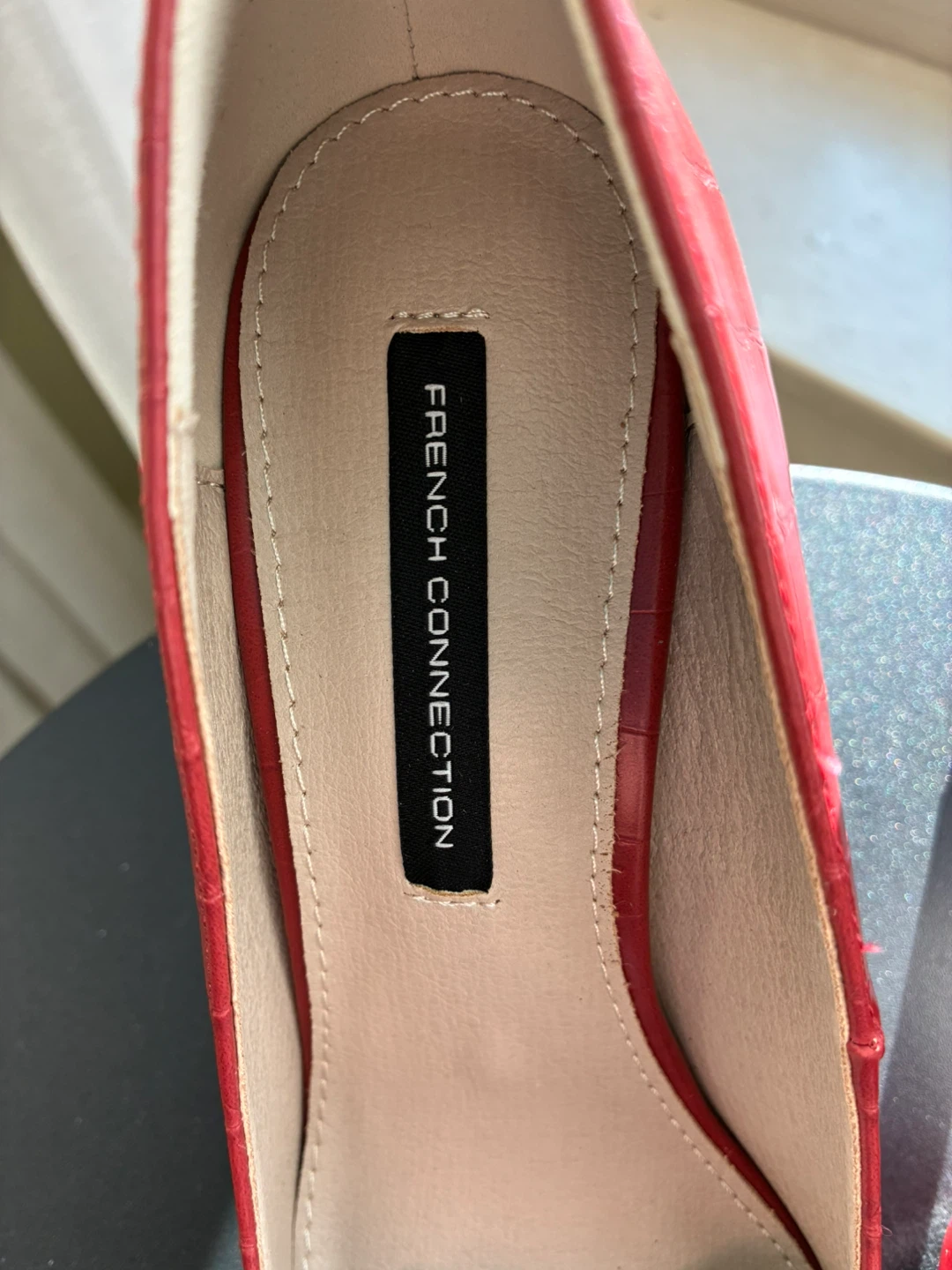French Connection Red Croc Embossed Pointed Toe Heels - Size 7 - photo 3