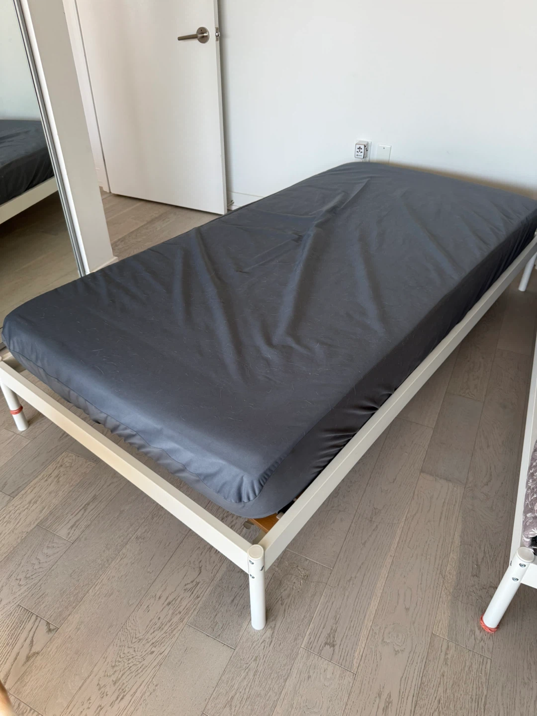 White Metal Single Bed Frame with Mattress