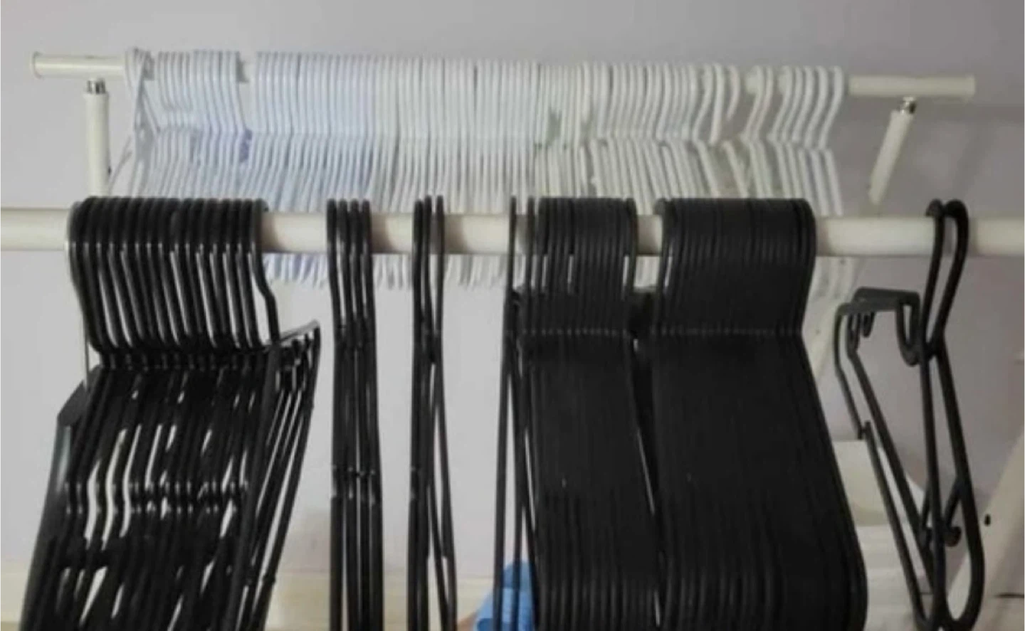 Lot of nice Black nonslip velvet and White Plastic Hangers