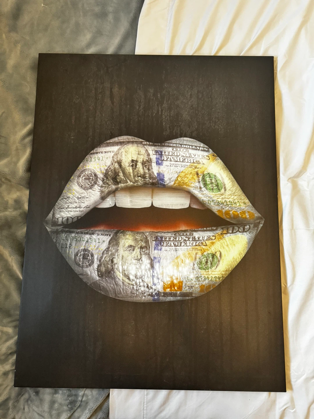 Money Lips Canvas Print Wall Art