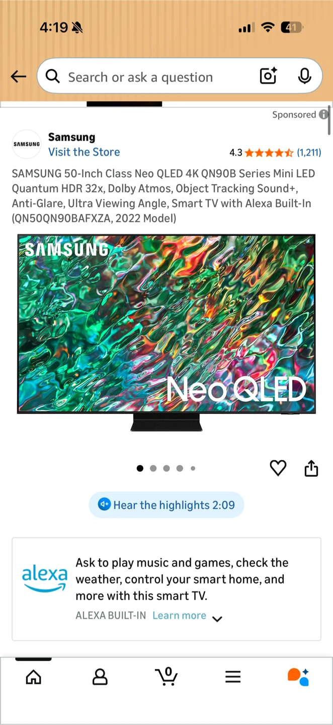 Samsung 50-Inch 4K Neo QLED Smart TV (QN90B) - photo 2
