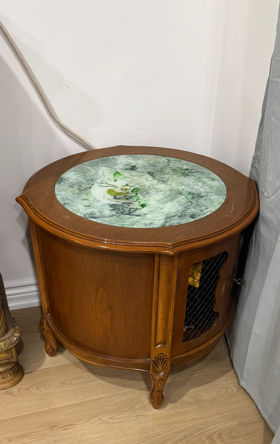 Vintage Wooden coffee and Side Table with Marble Top - photo 2