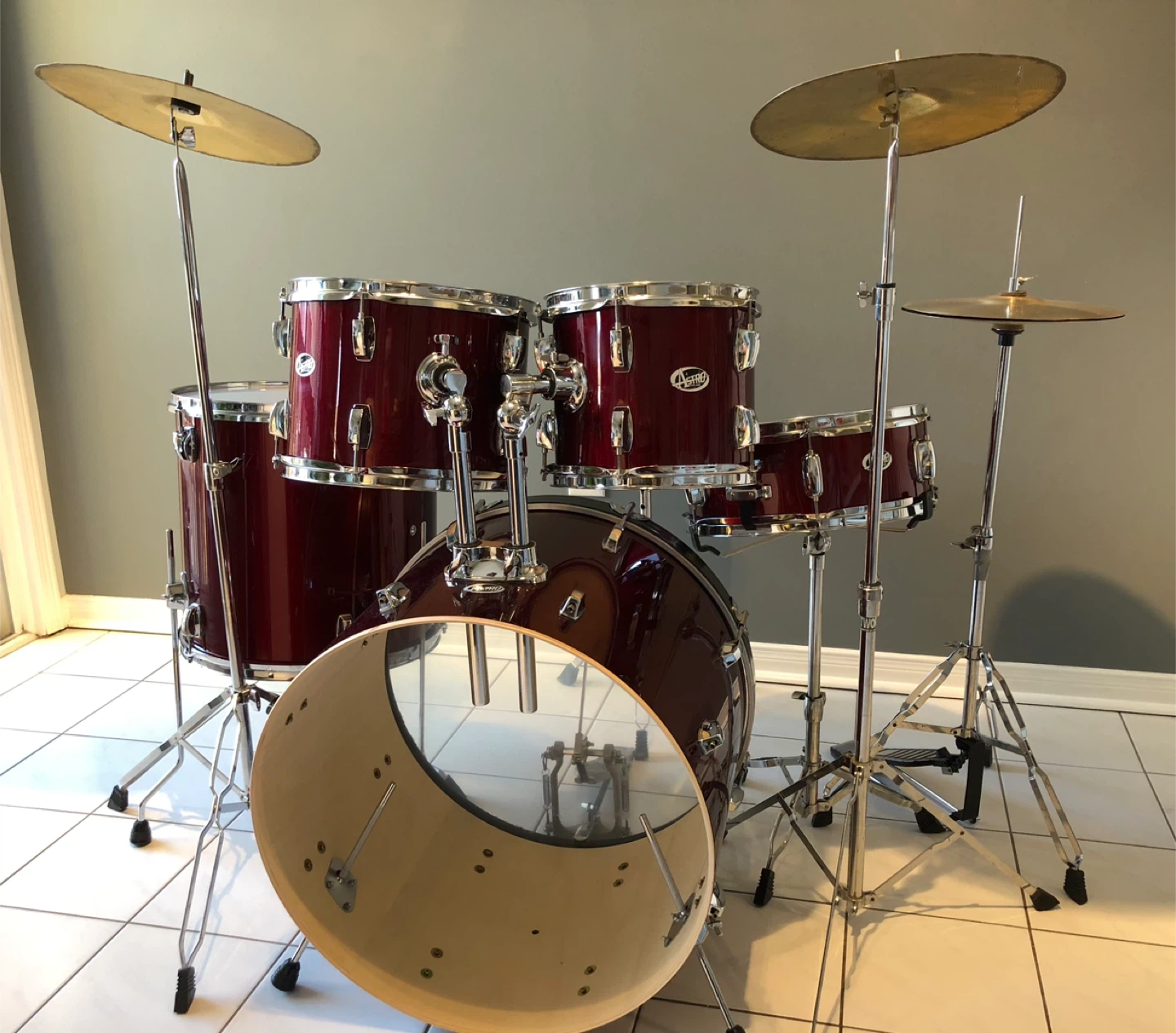 5 piece drum set - deep red