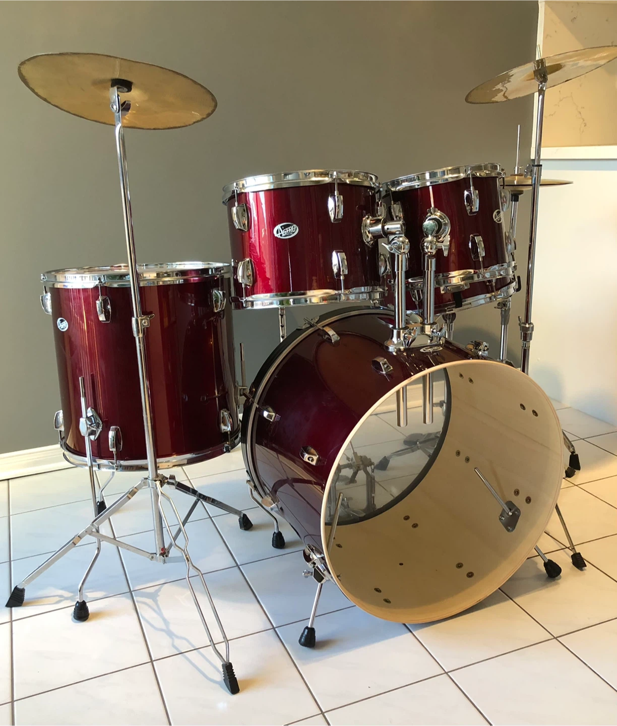 5 piece drum set - deep red - photo 3