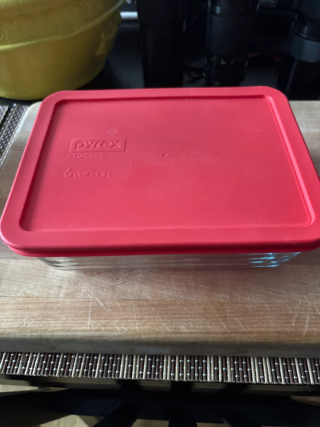Pyrex Glass Storage Container with Red Lid