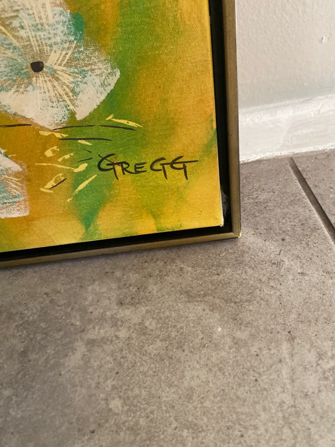 Original "Gregg" Floral Field Landscape Painting Framed - photo 3