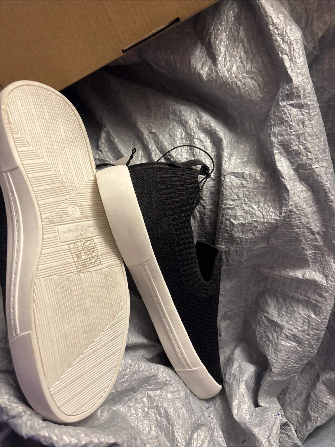 Ladies Call It Spring Black Knit Slip-On Sneakers - Size 6 - photo 2
