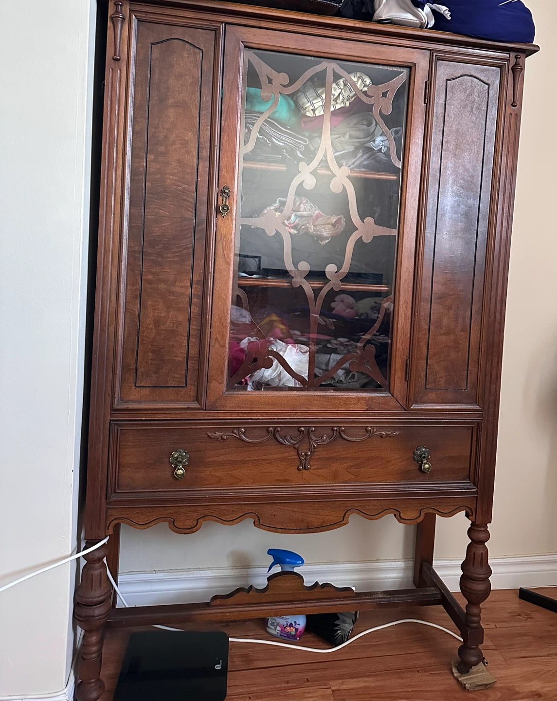 2 Antique Wooden Display Cabinet