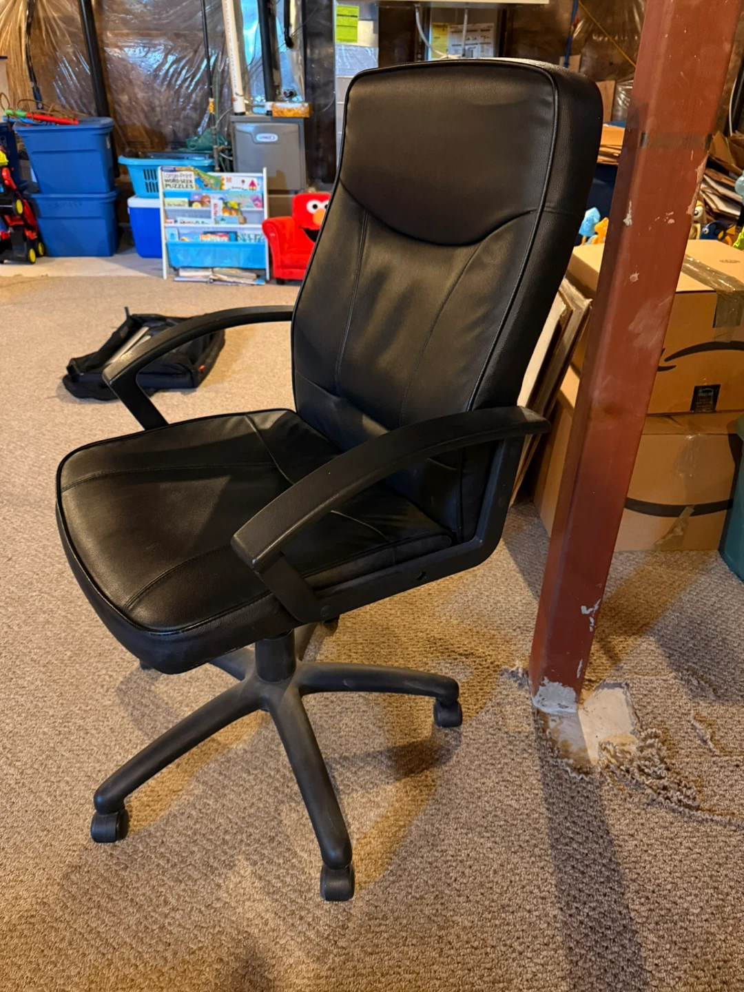 Black Faux Leather Office Chair - photo 2