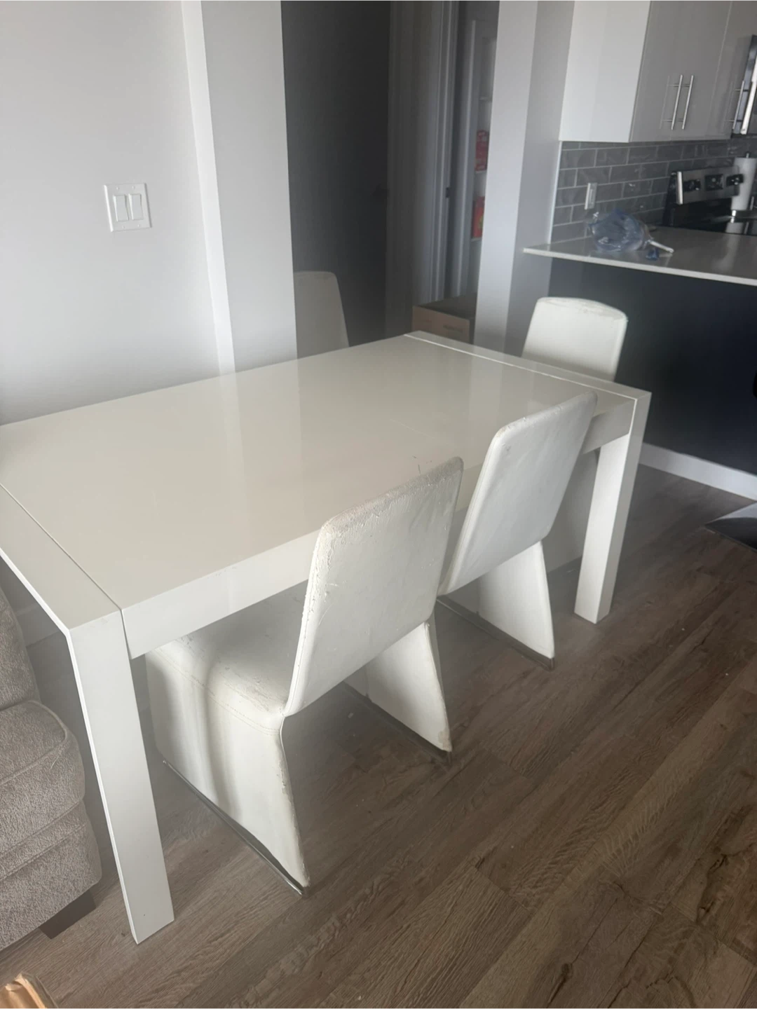White Dining Table with 4 Chairs