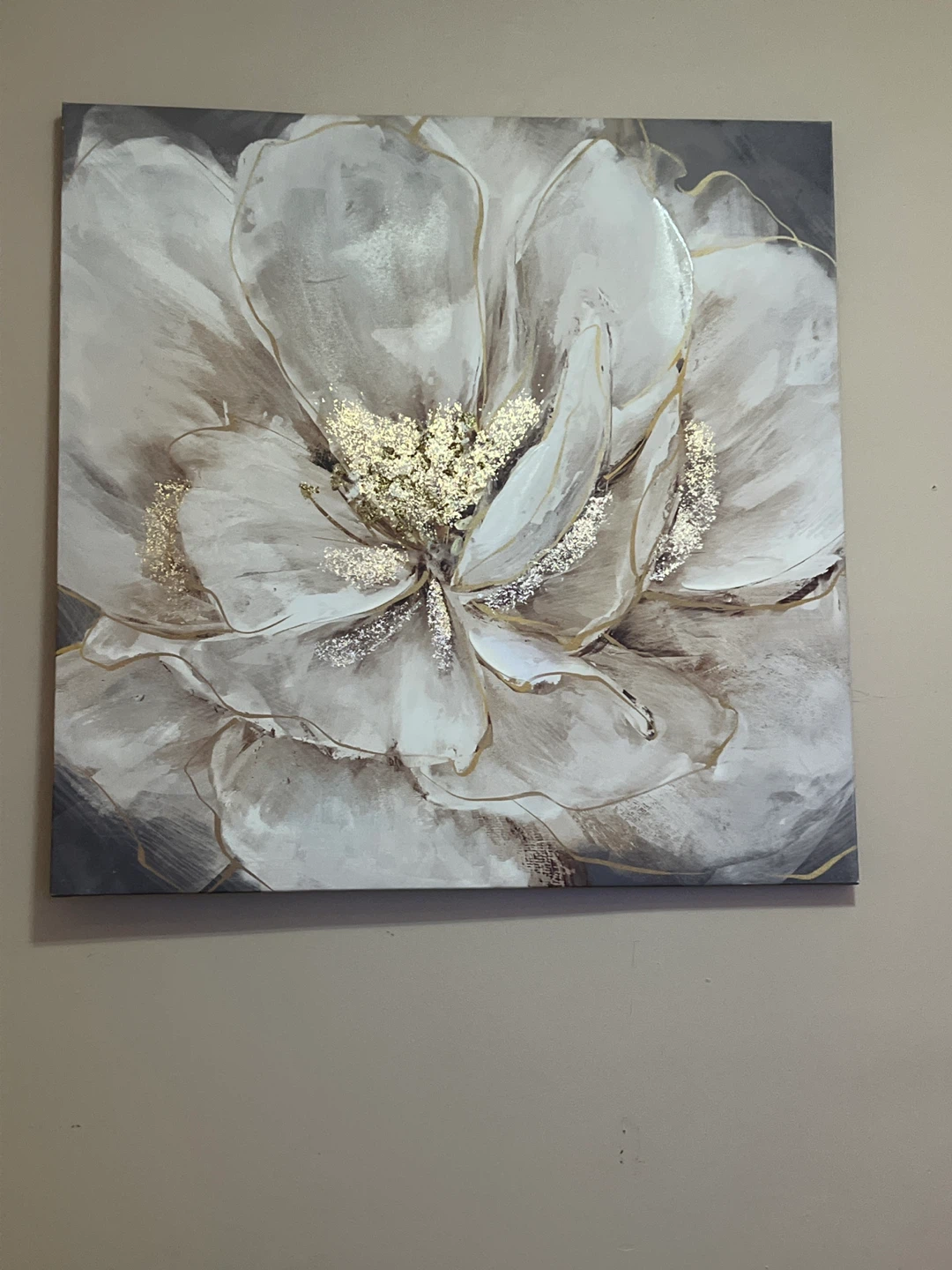 Large Floral Wall Art with Gold Accents