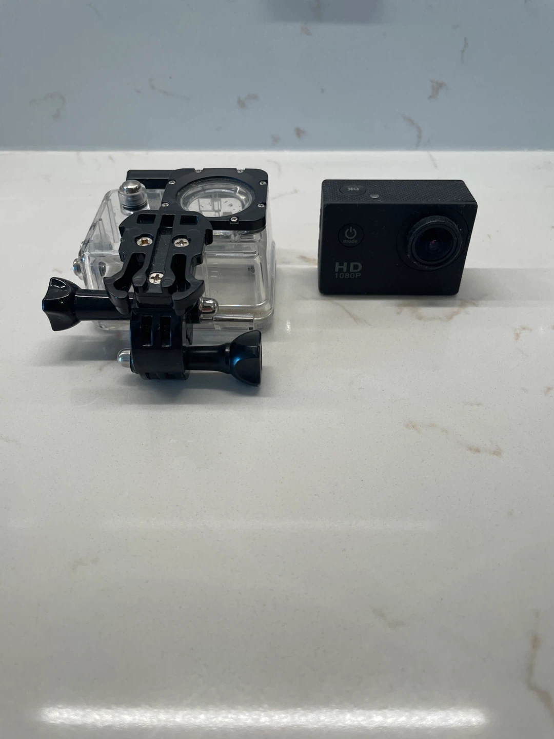 Black HD 1080p Action Camera with Case & Mount
