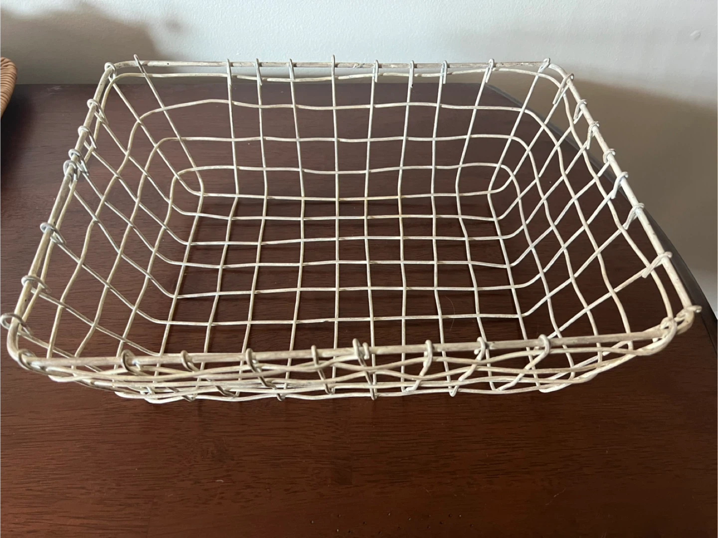 Rustic Off White Wire Storage Basket