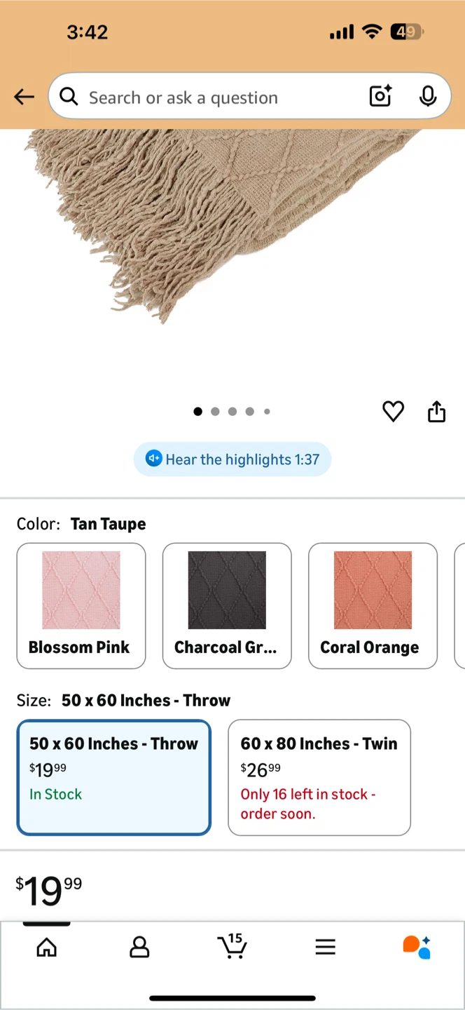 PAVILIA Tan Taupe Knit Throw Blanket 50x60 - photo 3