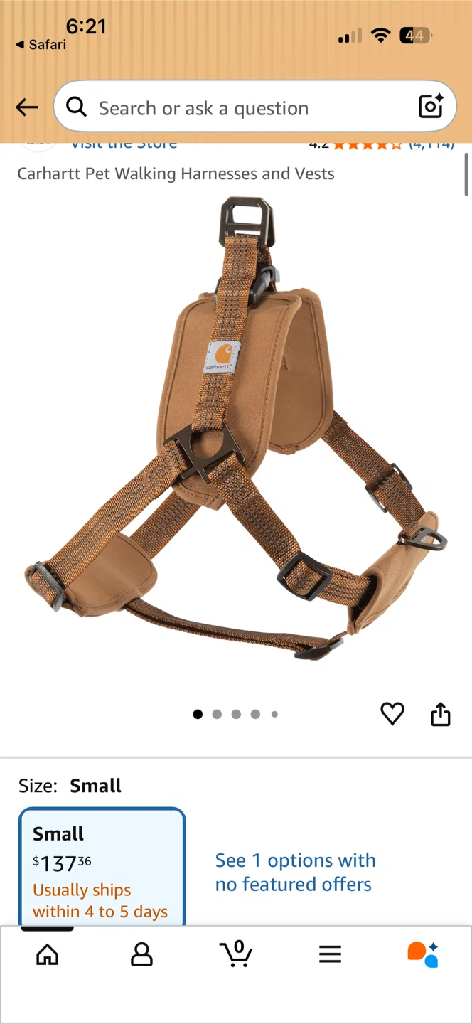 Carhartt Pet Walking Harness Vest and Leash Set - Small - NEW