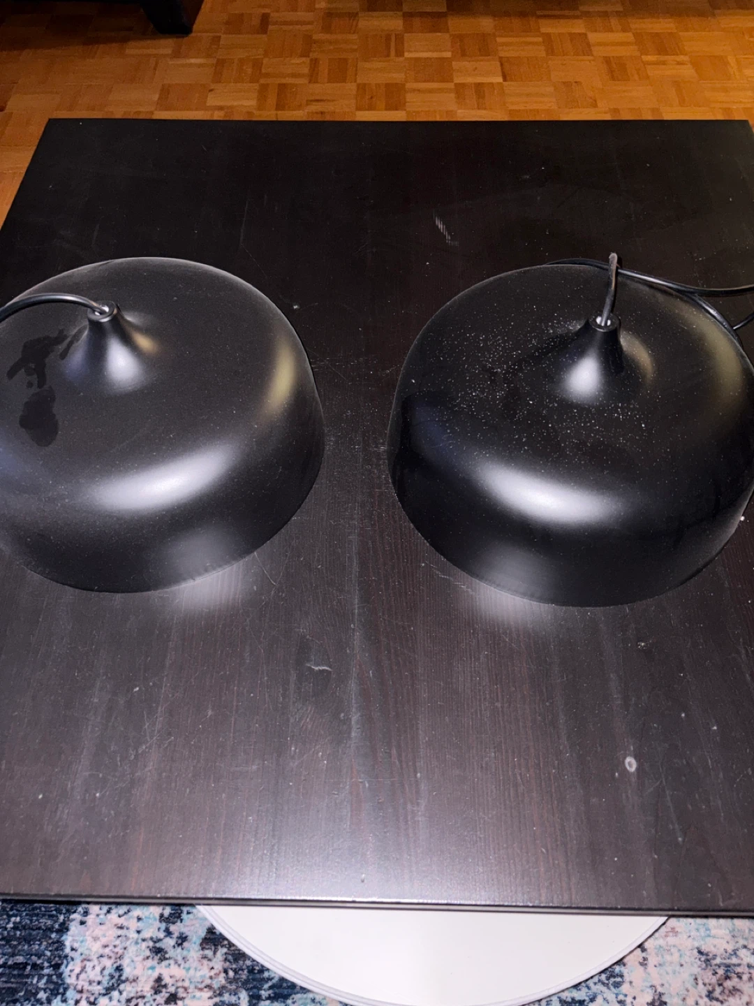 Set of 2 Black Dome Pendant Lights