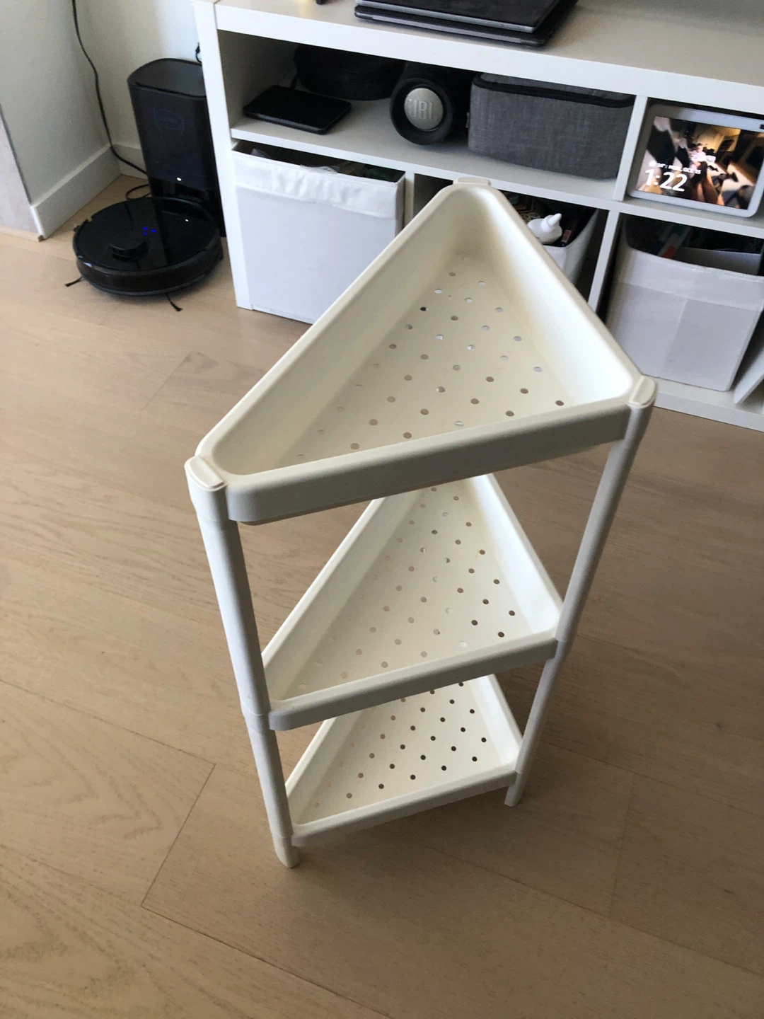 White 3-Tier Corner Shelf Unit - photo 2