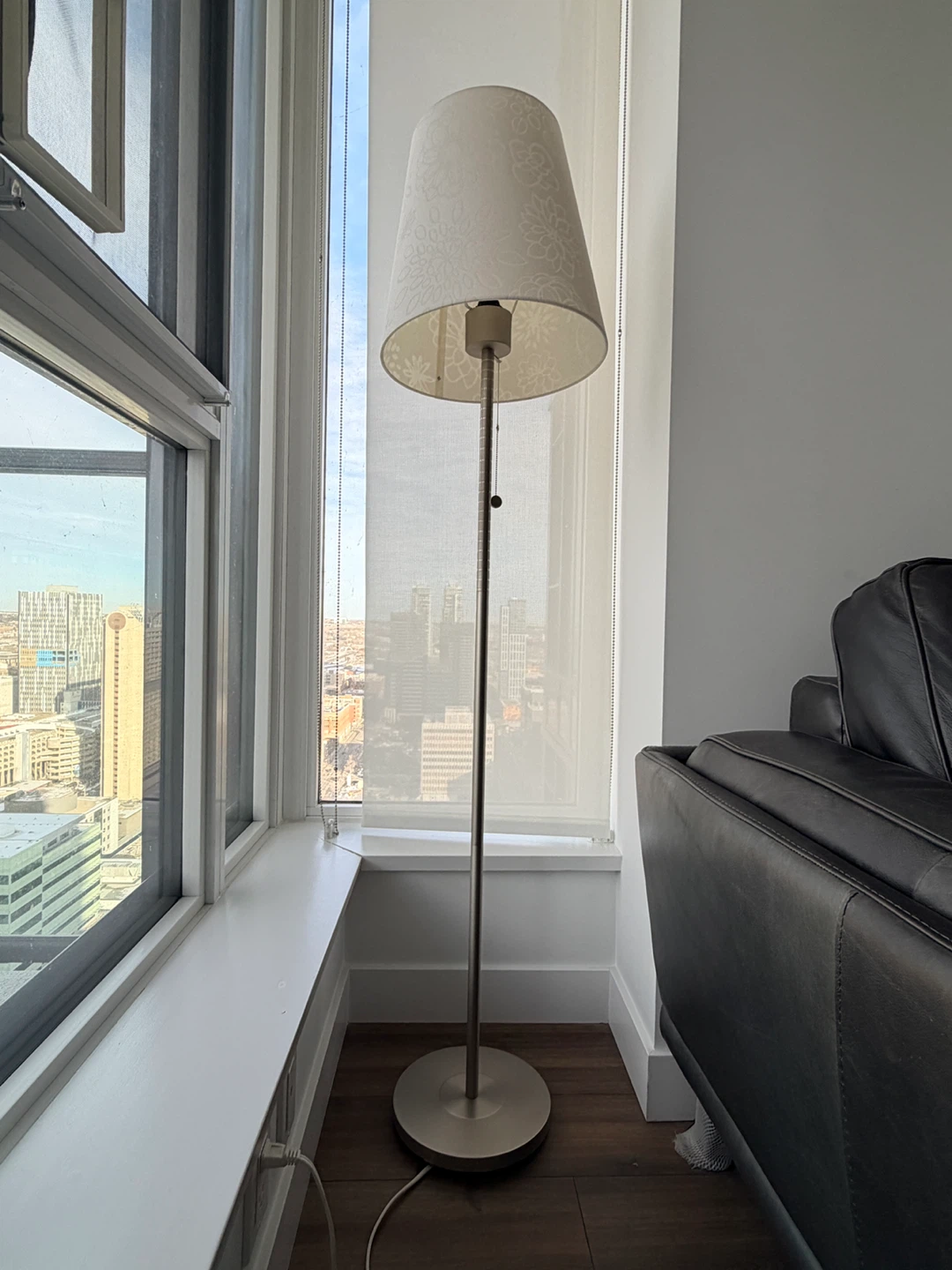 Floor Lamp with Floral Pattern Shade