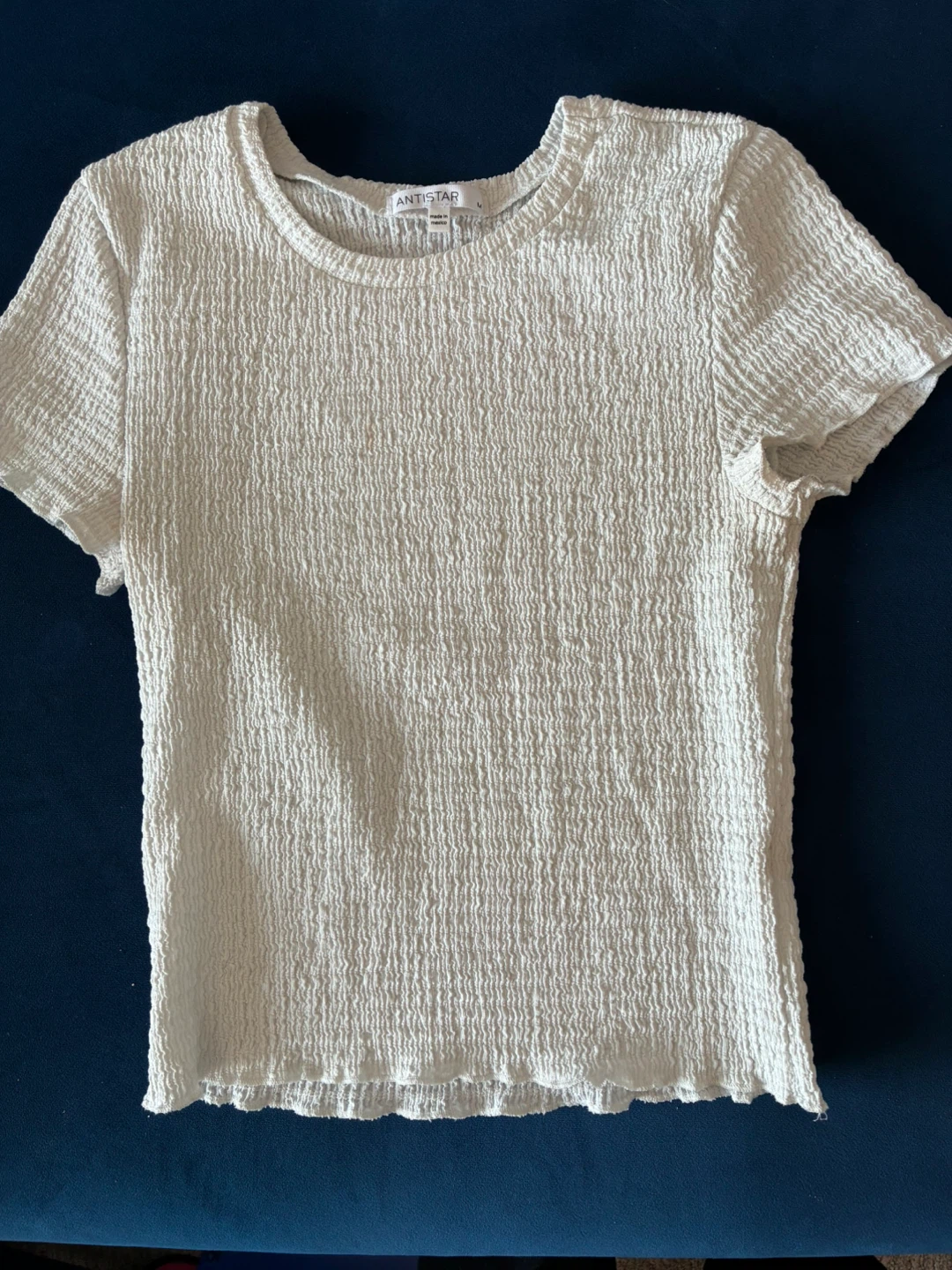 White off-the-shoulder smocked top - photo 4