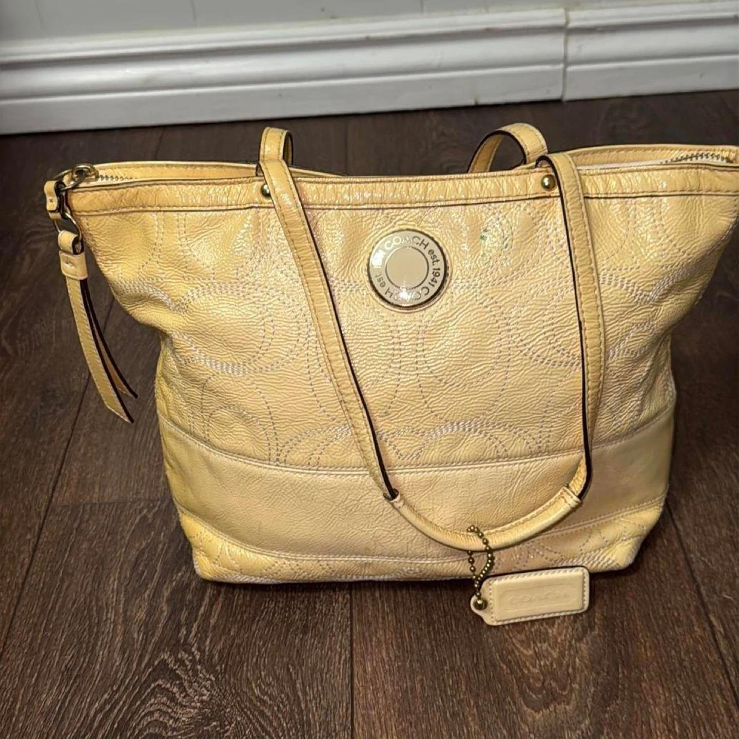 Coach Patent Leather Monogram Tote Bag