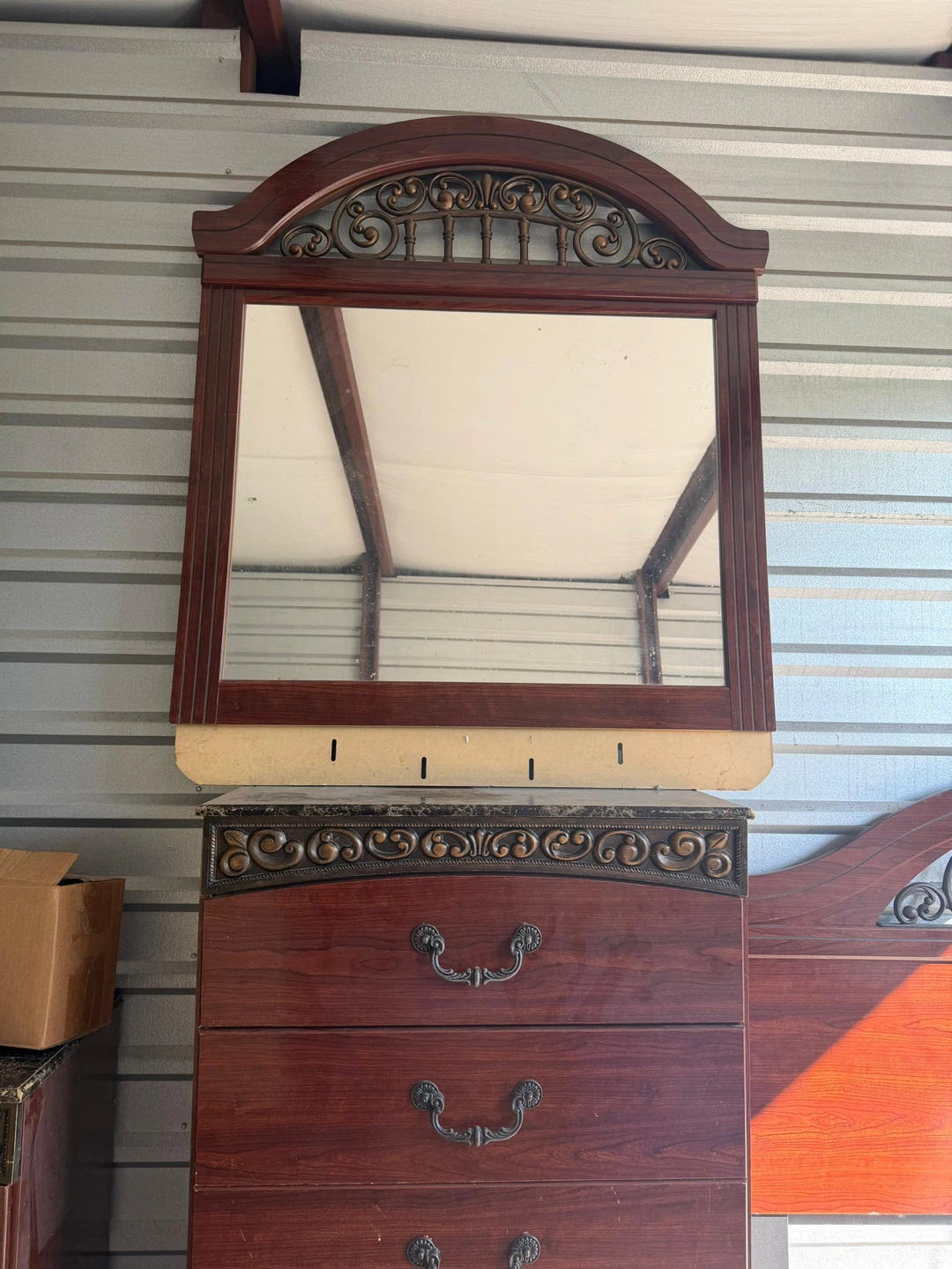 Wood Dresser with Mirror and Headboard - photo 2