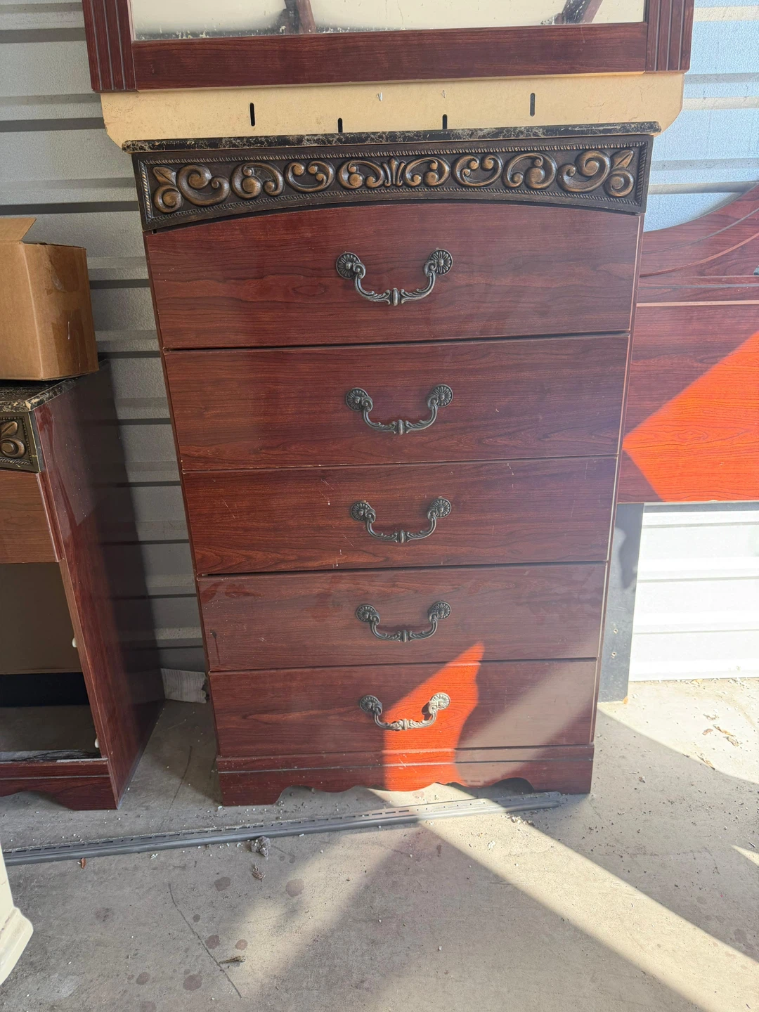 Wood Dresser with Mirror and Headboard - photo 4