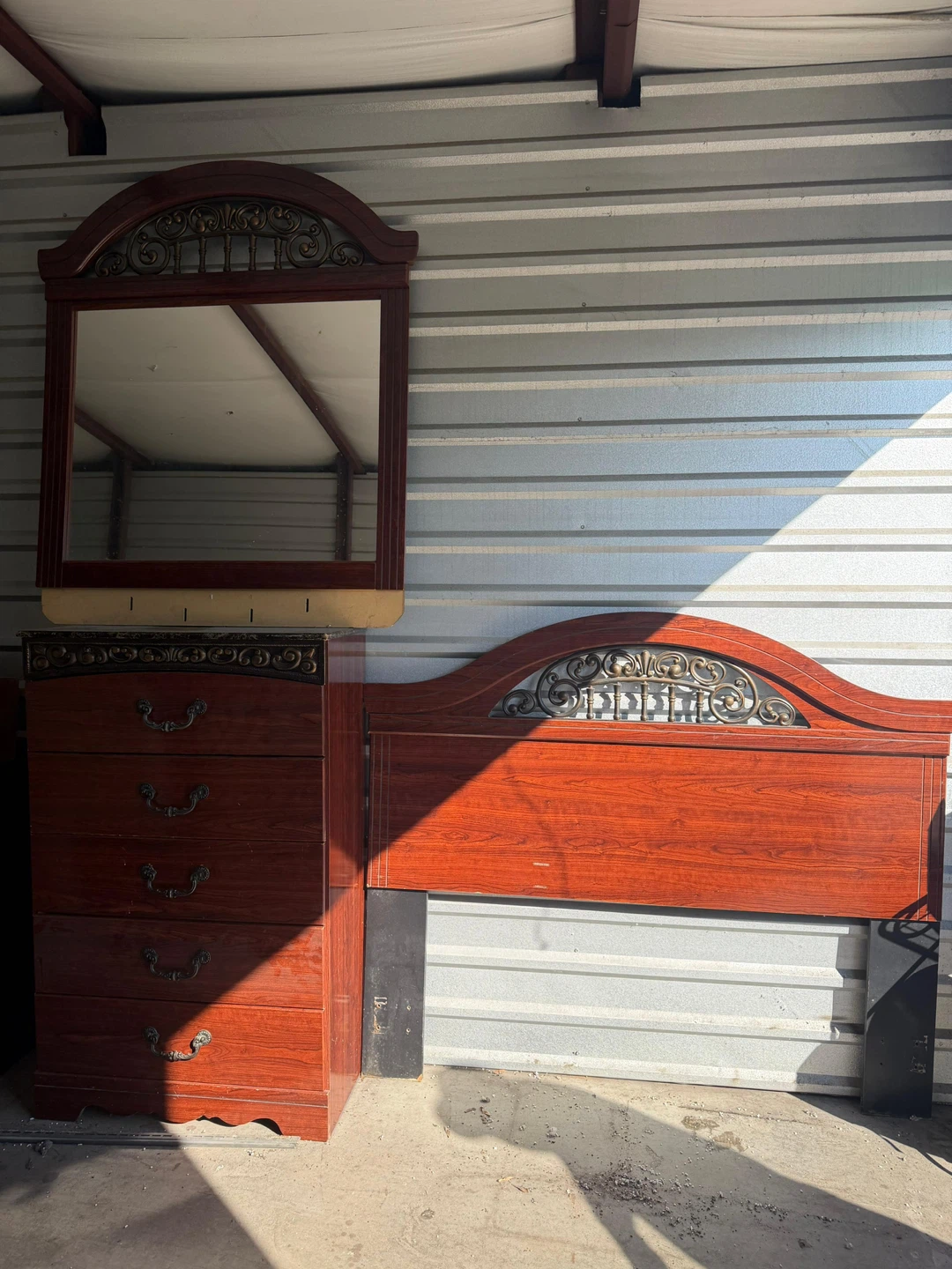 Wood Dresser with Mirror and Headboard - photo 3