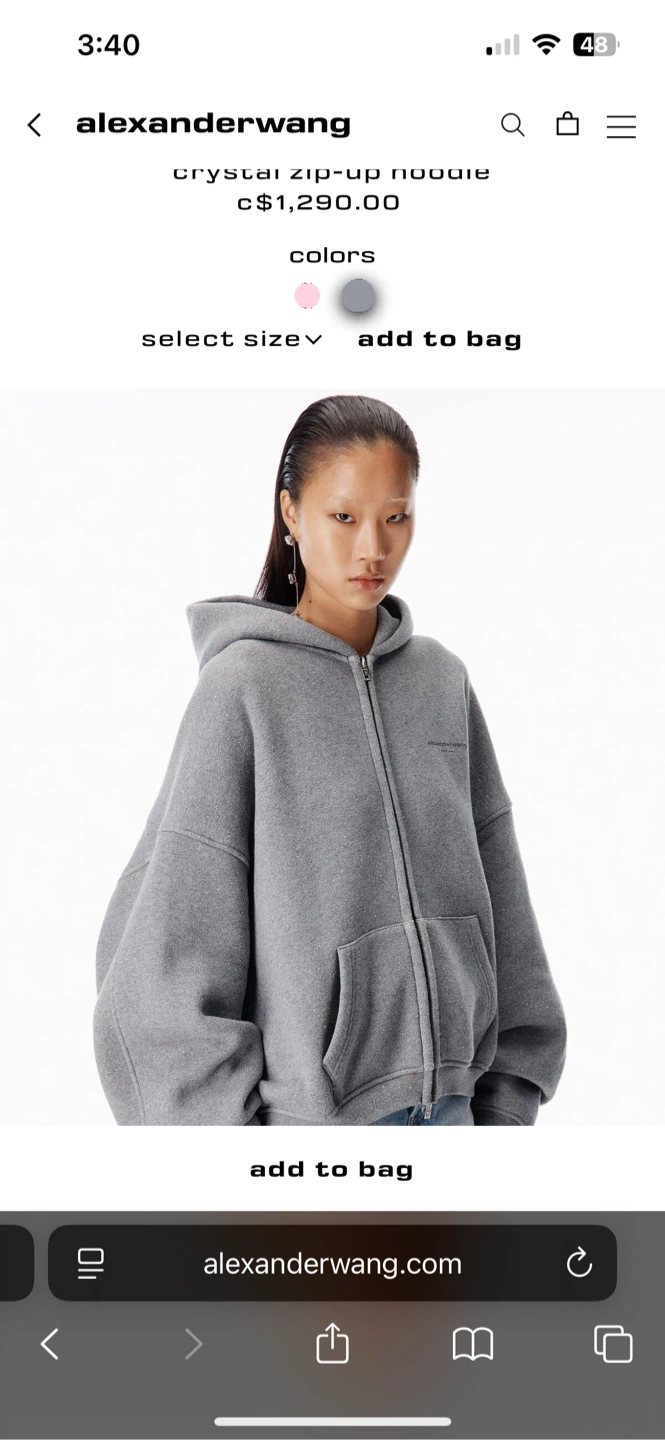 (Retail $1458)New Alexander Wang Grey Zip-Up Hoodie - photo 5