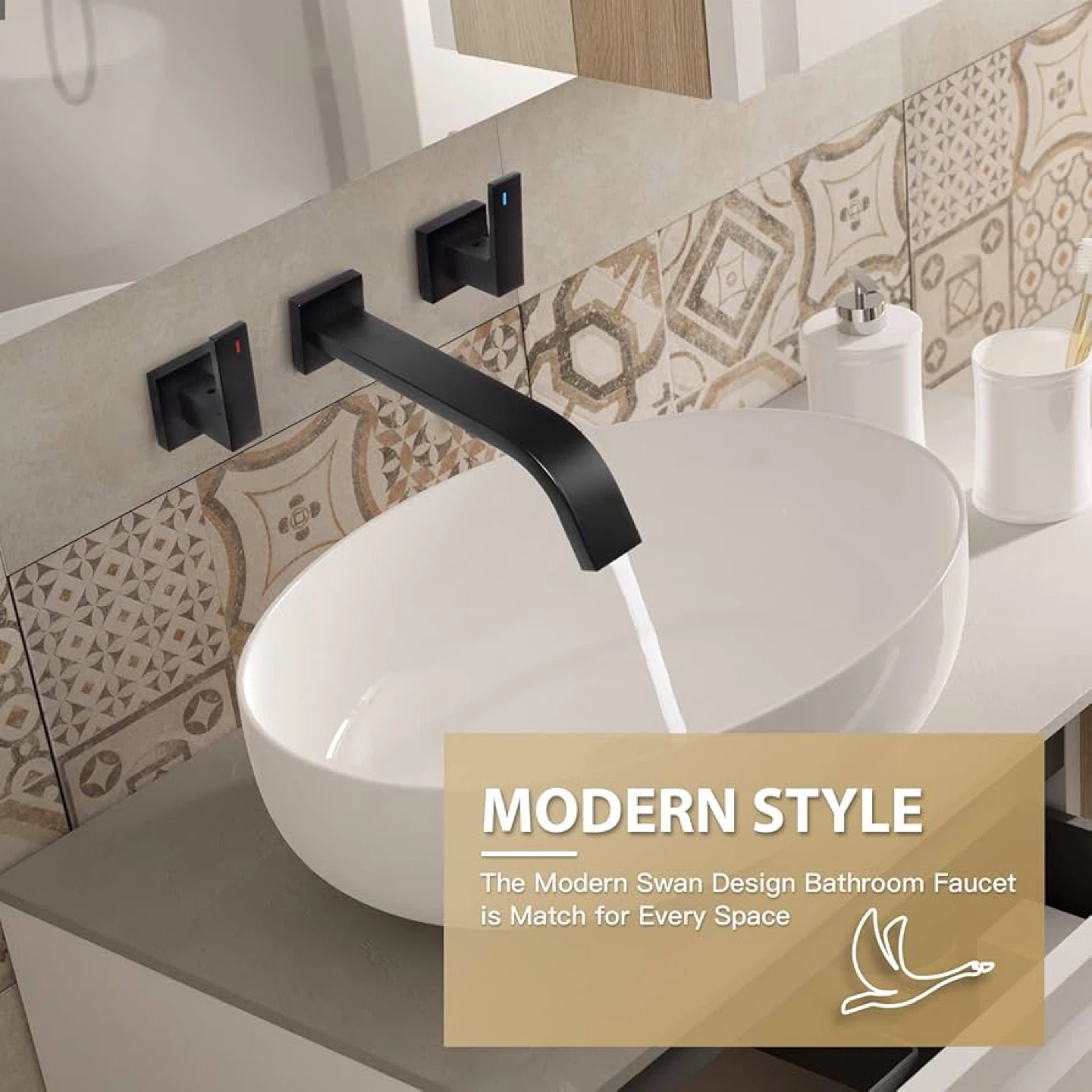 Chalir's Matte Black Wall Mounted Bathroom Faucet - photo 2