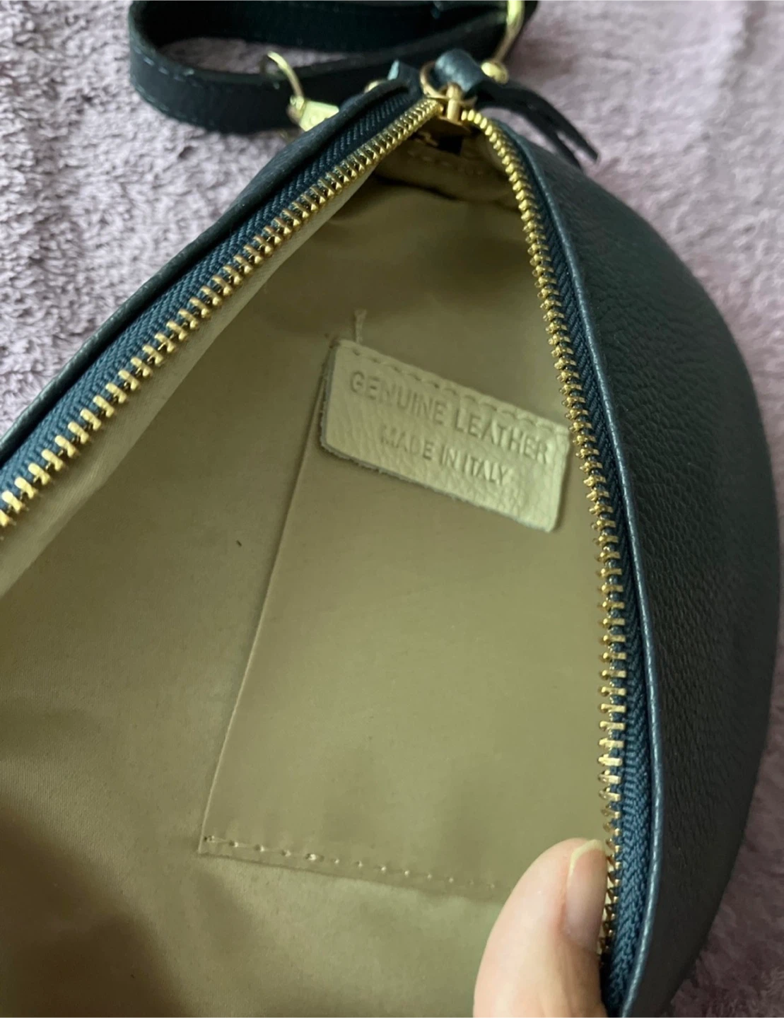 Dark Blue Genuine Leather Crossbody Bag - Made in Italy - photo 2