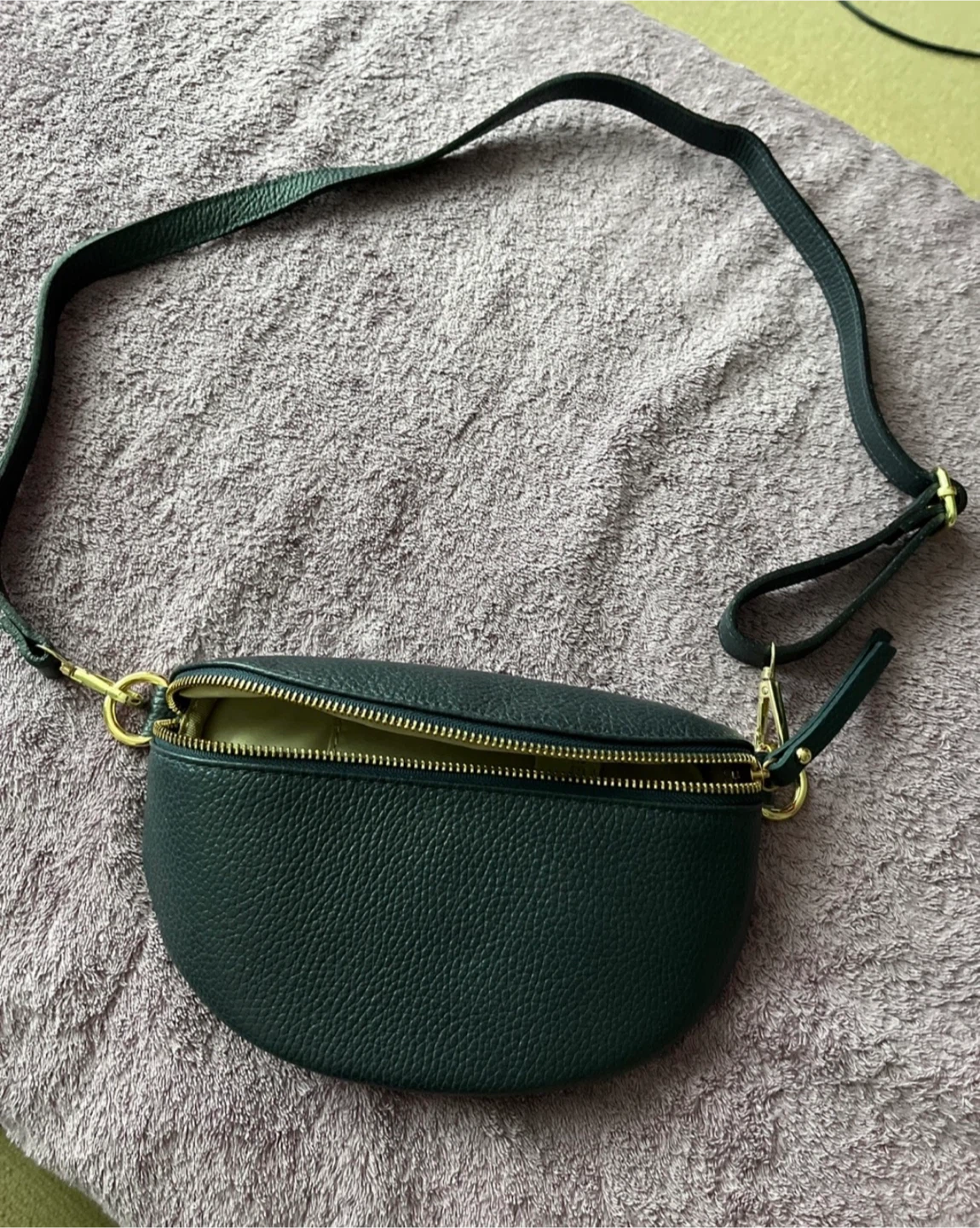 Dark Blue Genuine Leather Crossbody Bag - Made in Italy