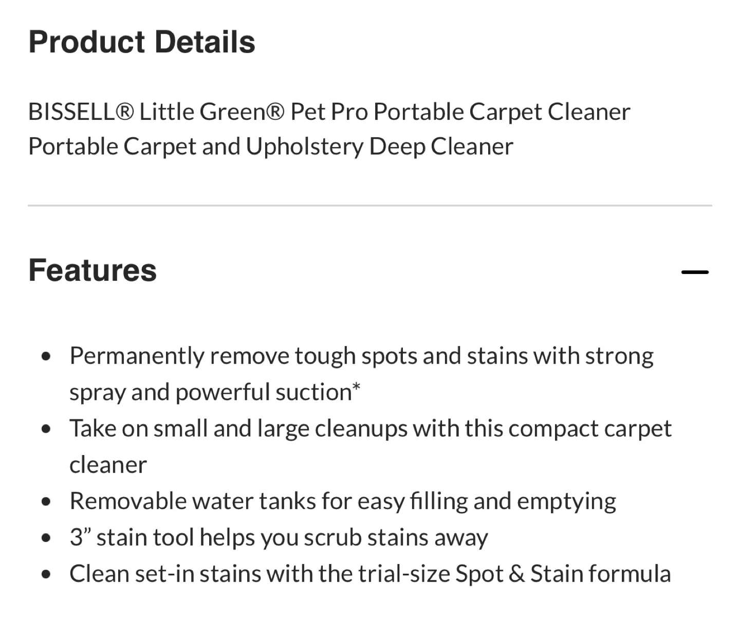BISSELL Little Green Portable Carpet & Upholstery Cleaner - photo 4