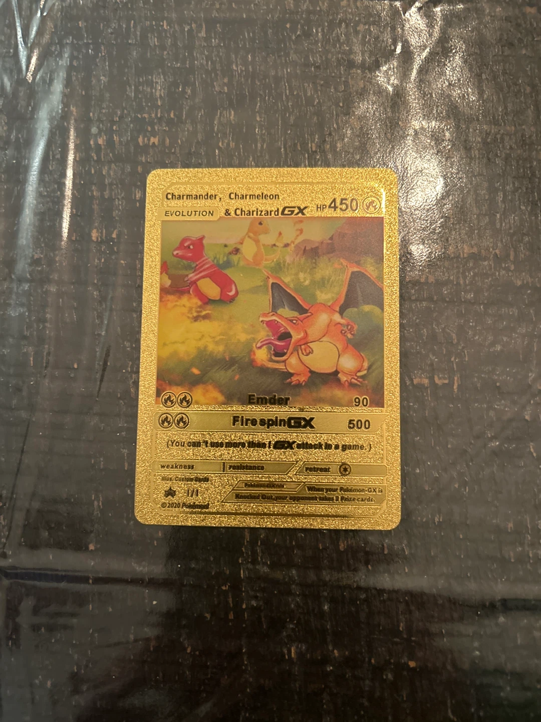 Pokemon Charmander & Charmeleon GX Gold Card
