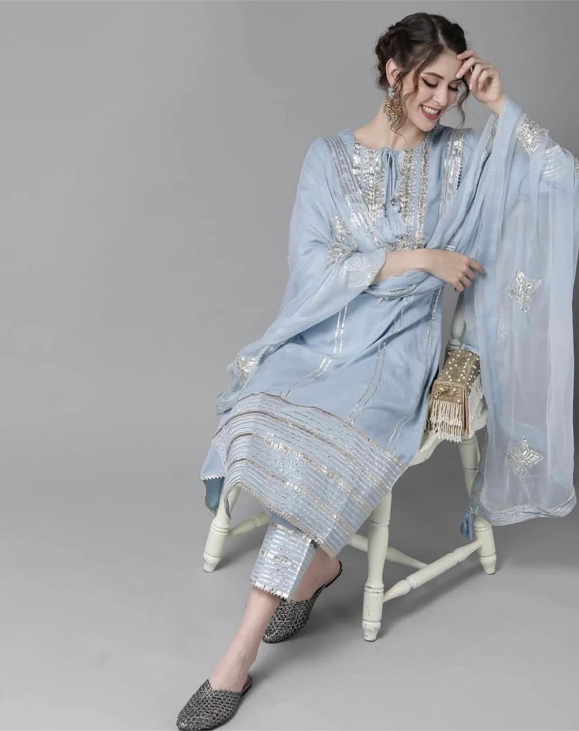 Women's Blue Kurta Set size m