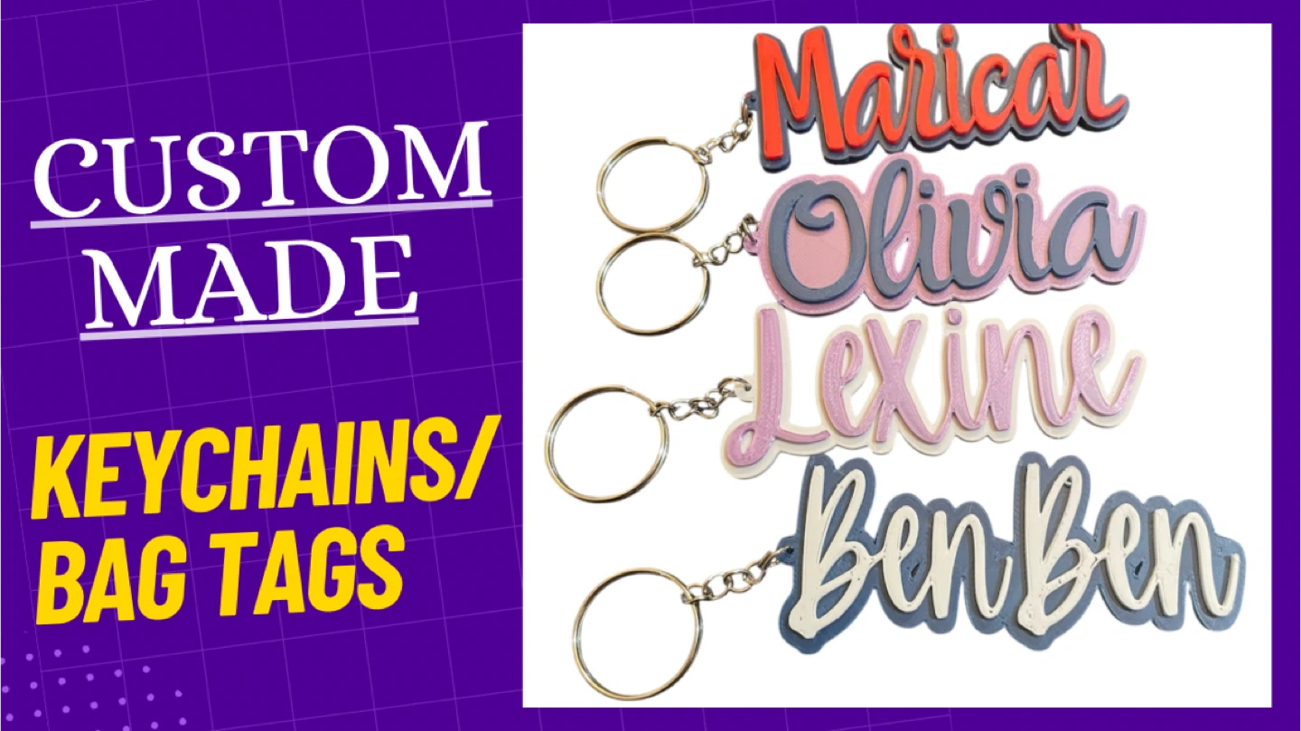 3pc Custom 3D Printer Named Keychain- Personalized Keychain - photo 3