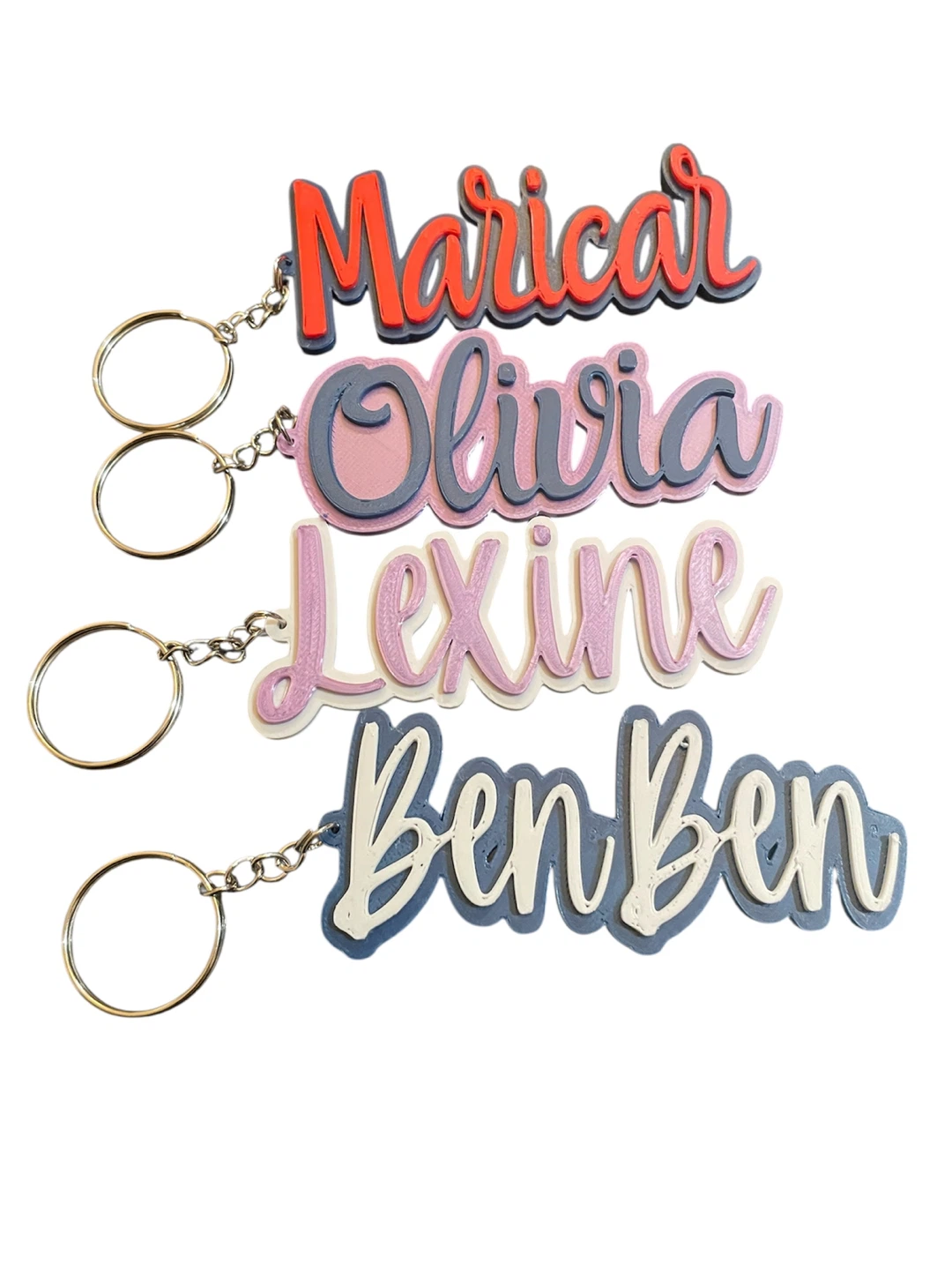 3pc Custom 3D Printer Named Keychain- Personalized Keychain - photo 2
