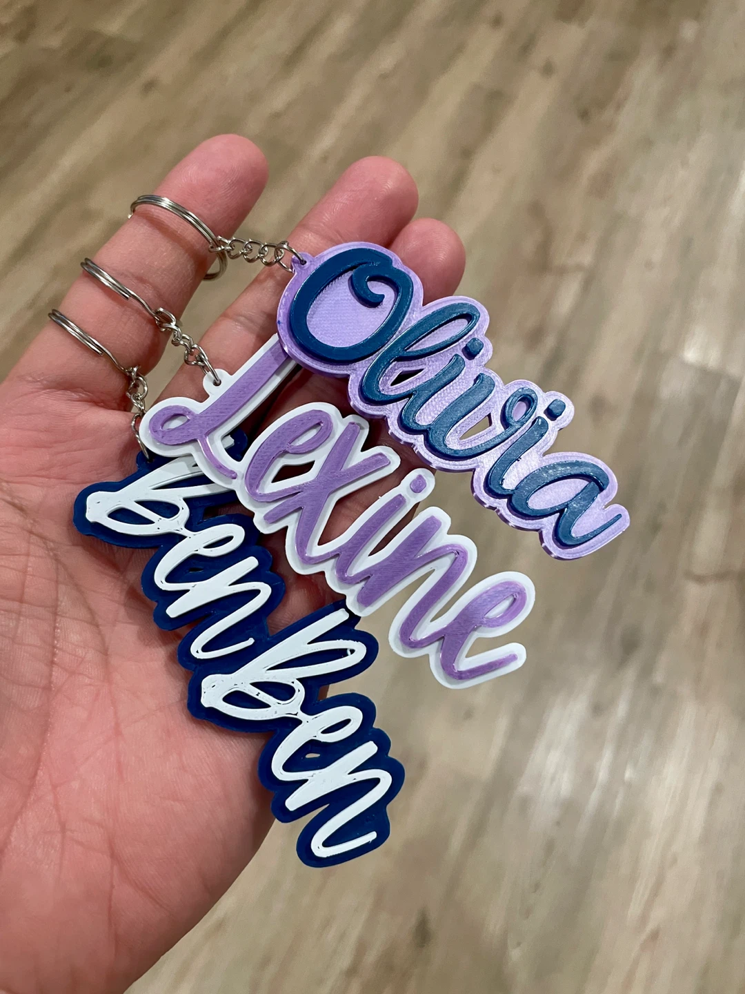 3pc Custom 3D Printer Named Keychain- Personalized Keychain