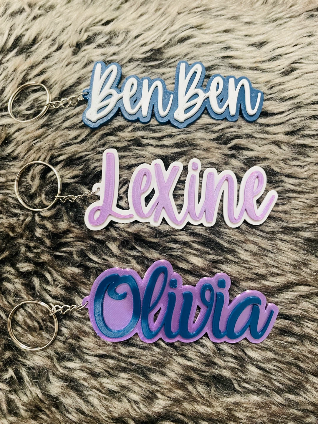 3pc Custom 3D Printer Named Keychain- Personalized Keychain - photo 4