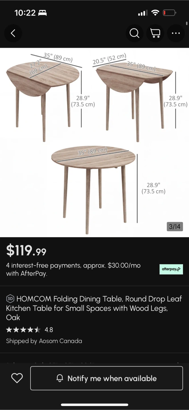 Brand New Round dining table with 2 folding leaves (never used) - photo 5