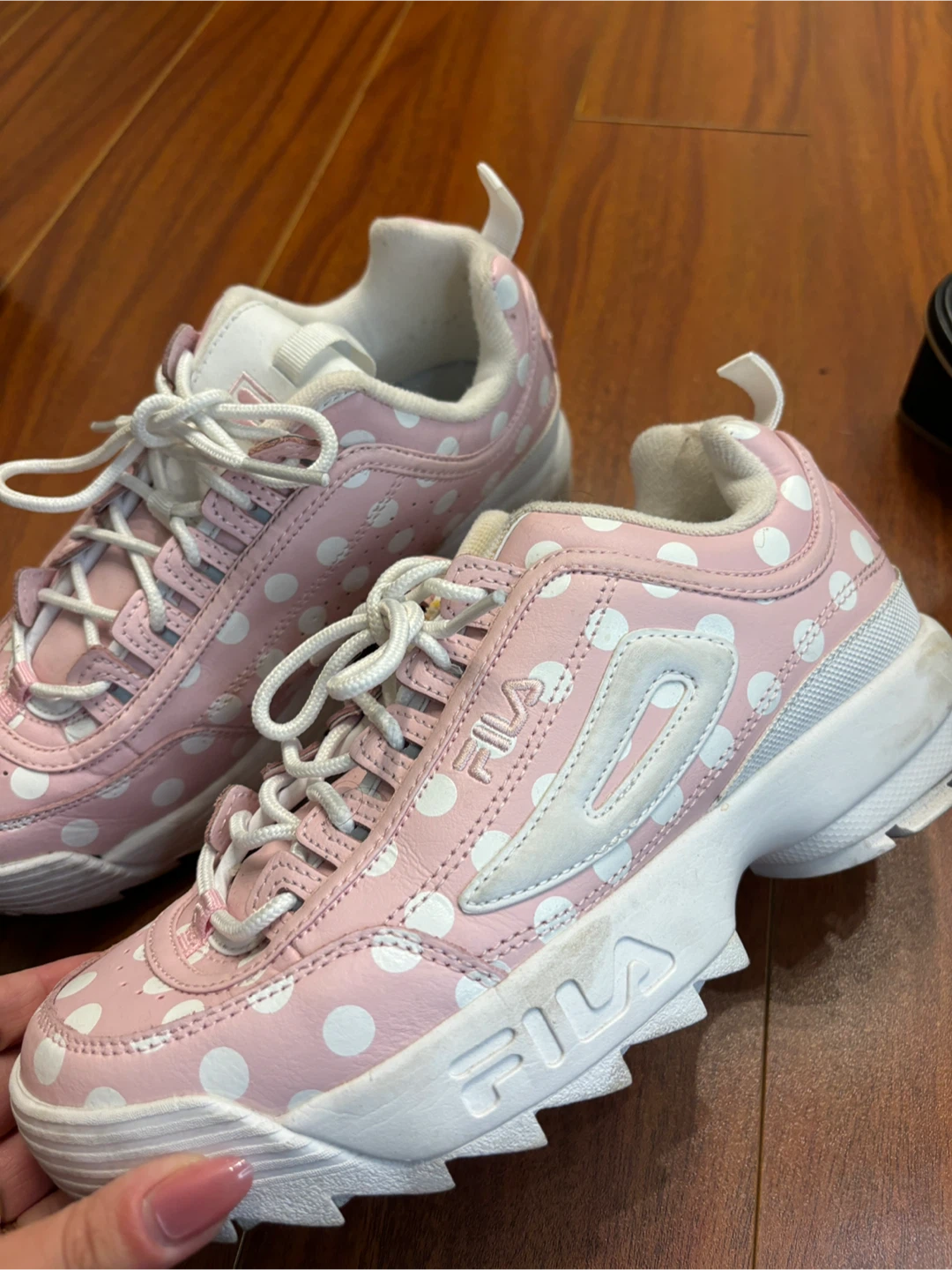 Fila Pink Polka Dot Chunky Sneakers size8